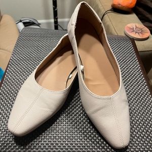 Size 9.5 Beige Faux Leather Pointed Flats